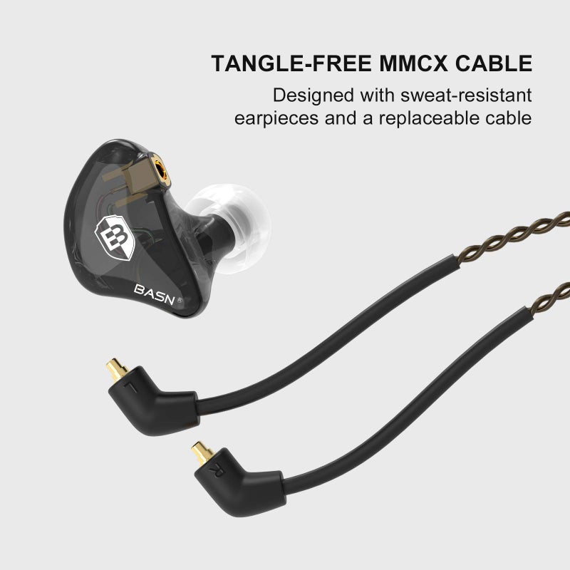 BASN in Ear Monitor Headphones for Musicians, Bsinger 2nd Generation Sound Isolating Earphones with Dual Dynamic Drivers Detachable MMCX Cable (Black)â€¦ - Image 5